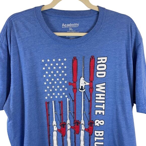 Fisherman Rod White & Blue Tee Men’s Size XL - Picture 2 of 7